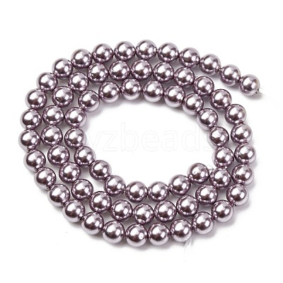 Electroplated Shell Pearl Beads Strands X-BSHE-G041-6mm-02-1