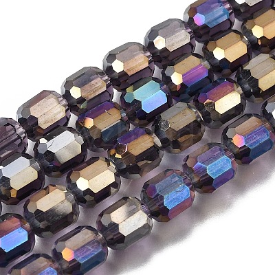 Electroplate Transparent Column Glass Beads Strands EGLA-A043-02-AB05-1