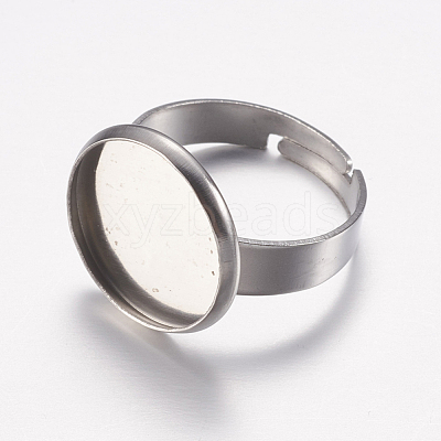 Tarnish Resistant Adjustable 304 Stainless Steel Finger Rings Components A-STAS-F149-18P-D-1