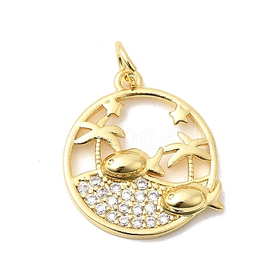 Brass Micro Pave Cubic Zirconia Pendants KK-P343-01B-G-1