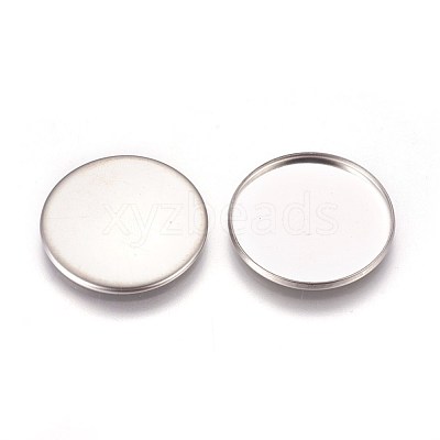 Non-Tarnish 304 Stainless Steel Plain Edge Bezel Cups X-STAS-E460-10P-25mm-1