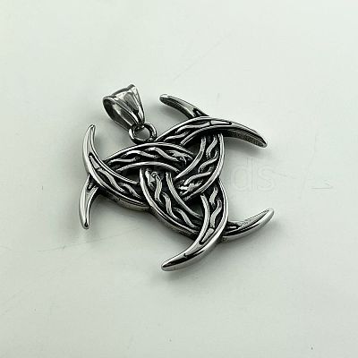 Viking Men's Triple Horn of Odin 304 Stainless Steel Pendant Necklaces FR0632-1