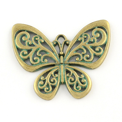 Butterfly Zinc Alloy Pendants PALLOY-R065-067-FF-1