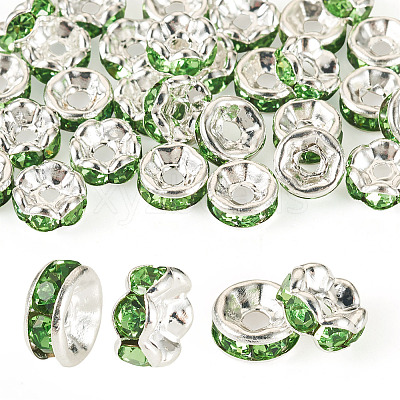 30Pcs 2 Colors Brass Rhinestone Spacer Beads RB-TA0001-29E-1