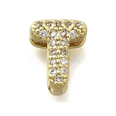 Brass Micro Pave Cubic Zirconia Letter Multi-Strand Links KK-D295-32G-20-1