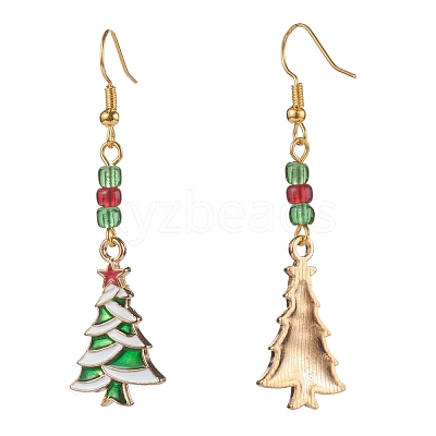 Christmas Theme Alloy Enamel Dangle Earrings EJEW-JE04511-1
