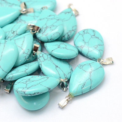 Teardrop Natural & Synthetic Mixed Stone Pendants X-G-Q368-M-1