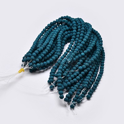 Natural Lava Rock Round Bead Strands G-I124-6mm-09-1