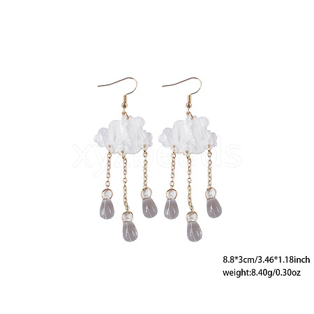 Cloud with Raindrop Tassel Alloy Acrylic Dangle Earrings FS-WG752DC-01-1