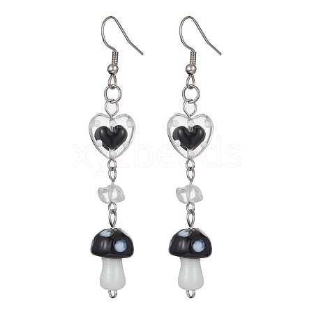 Natural Quartz Crystal Chips Dangle Earrings EJEW-JE05432-02-1