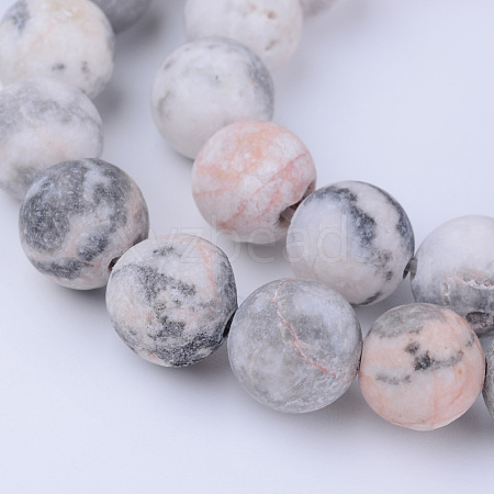 Natural Zebra Jasper Beads Strands X-G-Q462-8mm-03-1