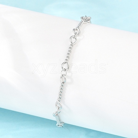 304 Stainless Steel Twisted Rope Link Chain Bracelets for Women BJEW-A160-09P-1