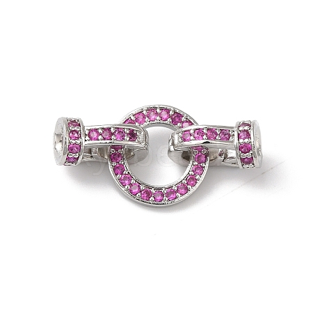 Rack Plating Brass Micro Pave Orchid Cubic Zirconia Fold Over Clasps KK-A222-04B-P-1