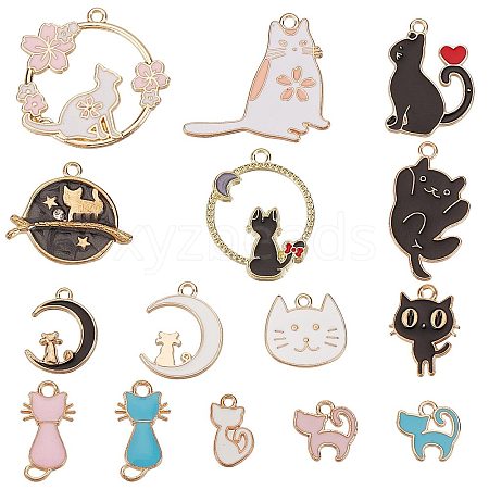 SUNNYCLUE 30Pcs 15 Styles Alloy Enamel Charms ENAM-SC0003-27-1