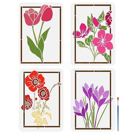 Fingerinspire 1 Set PET Hollow Out Drawing Painting Stencils DIY-FG0005-26-1