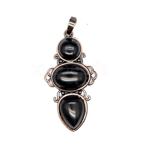 Retro Natural Obsidian Pendants PW-WG7292F-19-1