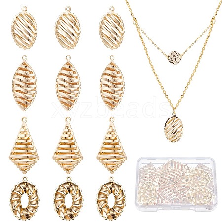 BENECREAT 16Pcs 4 Style Brass Pendants KK-BC0008-06-1