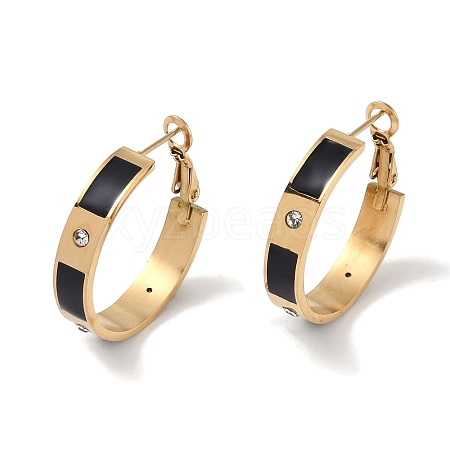 304 Stainless Steel Rhinestone Hoop Earrings for Women EJEW-L283-053G-02-1