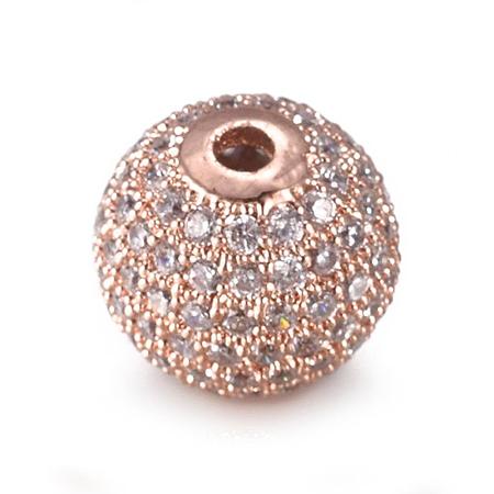 CZ Jewelry Brass Micro Pave Cubic Zirconia Round Beads ZIRC-M024-06RG-1