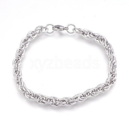 304 Stainless Steel Rope Chain Bracelets BJEW-P235-17P-1