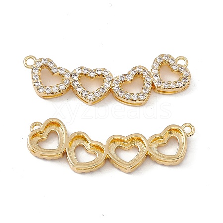 Brass Micro Pave Clear Cubic Zirconia Connector Charms KK-E068-VC024-1