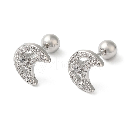 Moon Brass Micro Pave Clear Cubic Zirconia Ear Plug Gauges EJEW-L289-02P-01-1