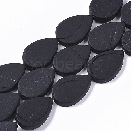 Natural Black Stone Beads Strands G-S364-026-1