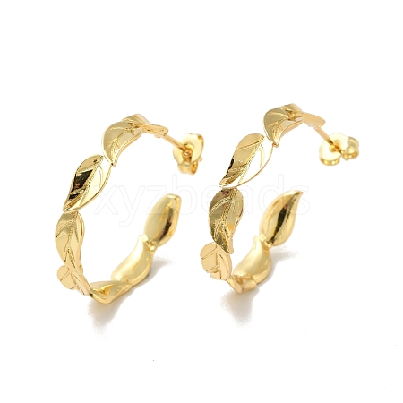 Rack Plating Brass Leaf Wrap Stud Earrings EJEW-I268-05G-1