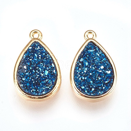 Resin Imitation Druzy Crystal Pendants KK-O101-A03-1