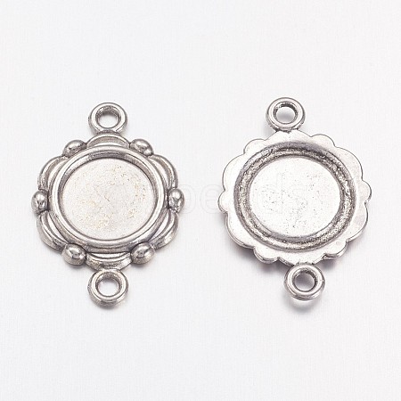 Tibetan Style Link Cabochon Bezel Settings TIBEP-0578-S-FF-1