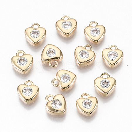 Brass Micro Pave Cubic Zirconia Charms KK-S359-046-RS-1
