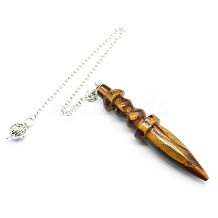 Natural Tiger Eye Dowsing Pendulum Big Pendants PW-WG71136-08-1