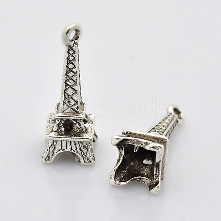 Antique Silver Tone Tibetan Style Eiffel Tower Charm Pendants for Bracelet Making X-EA9450Y-NF-1