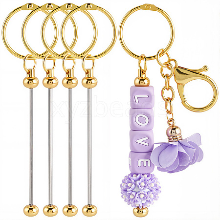 10Pcs Iron Bar Beadable Keychain Clasps AJEW-SC0003-89G-1