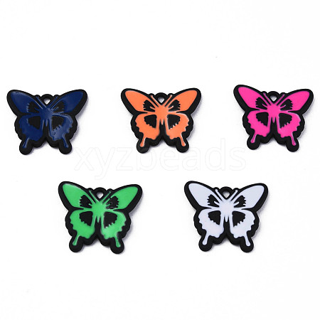 Spray Painted Alloy Enamel Pendants ENAM-N060-02-1