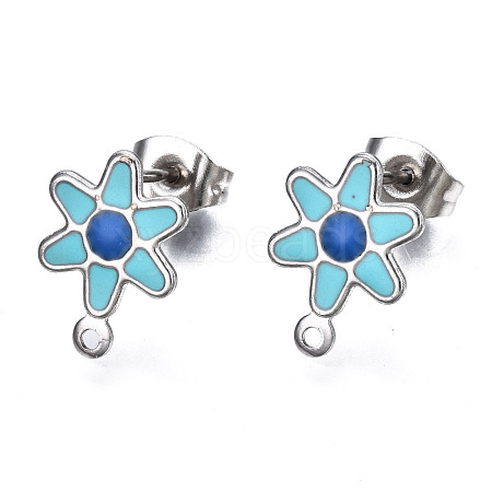 304 Stainless Steel Enamel Stud Earring Findings STAS-T052-43P-03-1