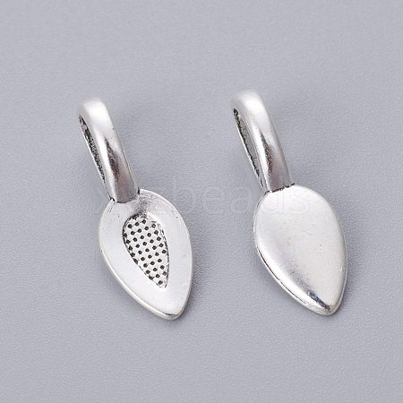 Tibetan Style Alloy Glun-on Flat Pad Bails for Pendants Making X-TIBEP-3348-AS-RS-1