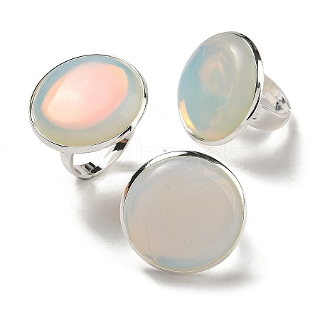 Opalite Round Adjustable Rings RJEW-K371-09S-28-1