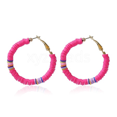 Bohemia Style Colorful Clay Beads Hoop Earrings JQ3310-6-1