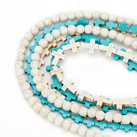 GOMAKERER 6 Styles Synthetic Turquoise Beads Strands Sets TURQ-GO0001-01-1