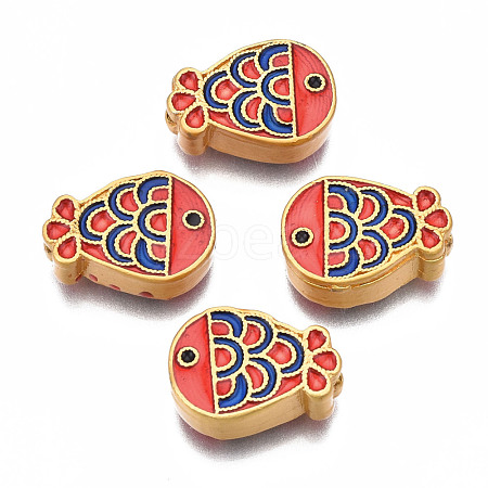 Rack Plating Alloy Enamel Beads ENAM-N056-037B-1