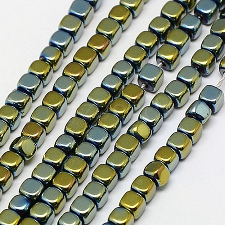 Electroplate Non-magnetic Synthetic Hematite Beads Strands G-J172-4x4mm-06-1