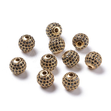 Brass Cubic Zirconia Beads ZIRC-F001-22G-1