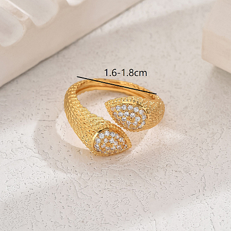 Luxurious Copper Snake Ring with Zircon Stones for Women's Parties. QW5774-1-1