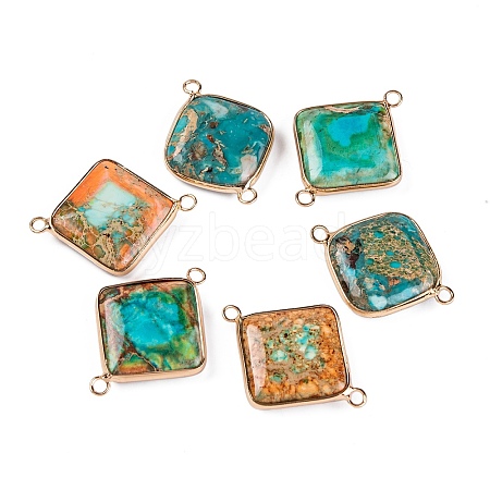 Dyed Natural Imperial Jasper Connector Charms G-B083-02G-1