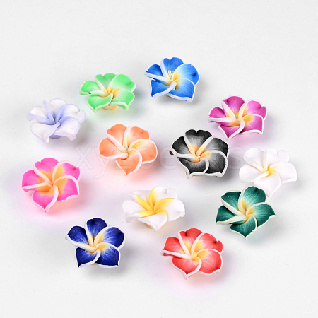 Handmade Polymer Clay 3D Flower Plumeria Beads CLAY-Q192-20mm-M-1