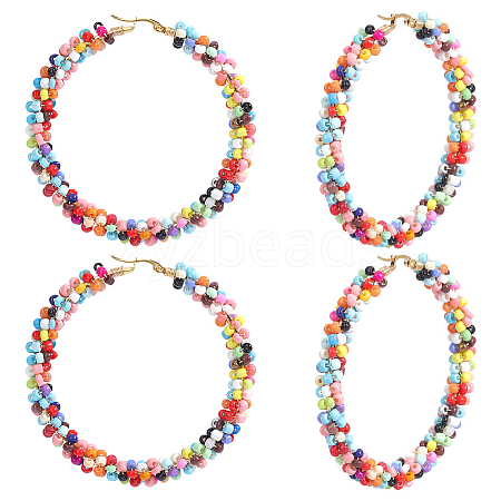 2 Pairs 304 Stainless Steel Hoop Earrings EJEW-ME0002-60-1