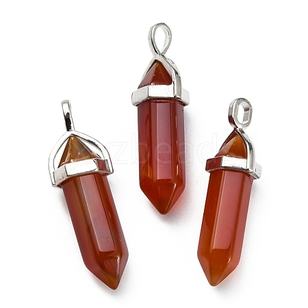Faceted Bullet Natural Carnelian Double Terminated Pointed Pendants X-G-J261-B08-1