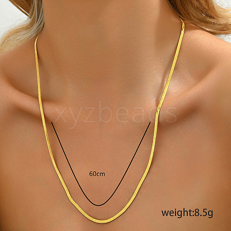 Elegant Brass Flat Snake Chain Necklaces for Daily XX2415-3-1