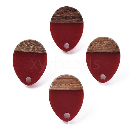 Opaque Resin & Walnut Wood Stud Earring Findings MAK-N032-006A-B01-1